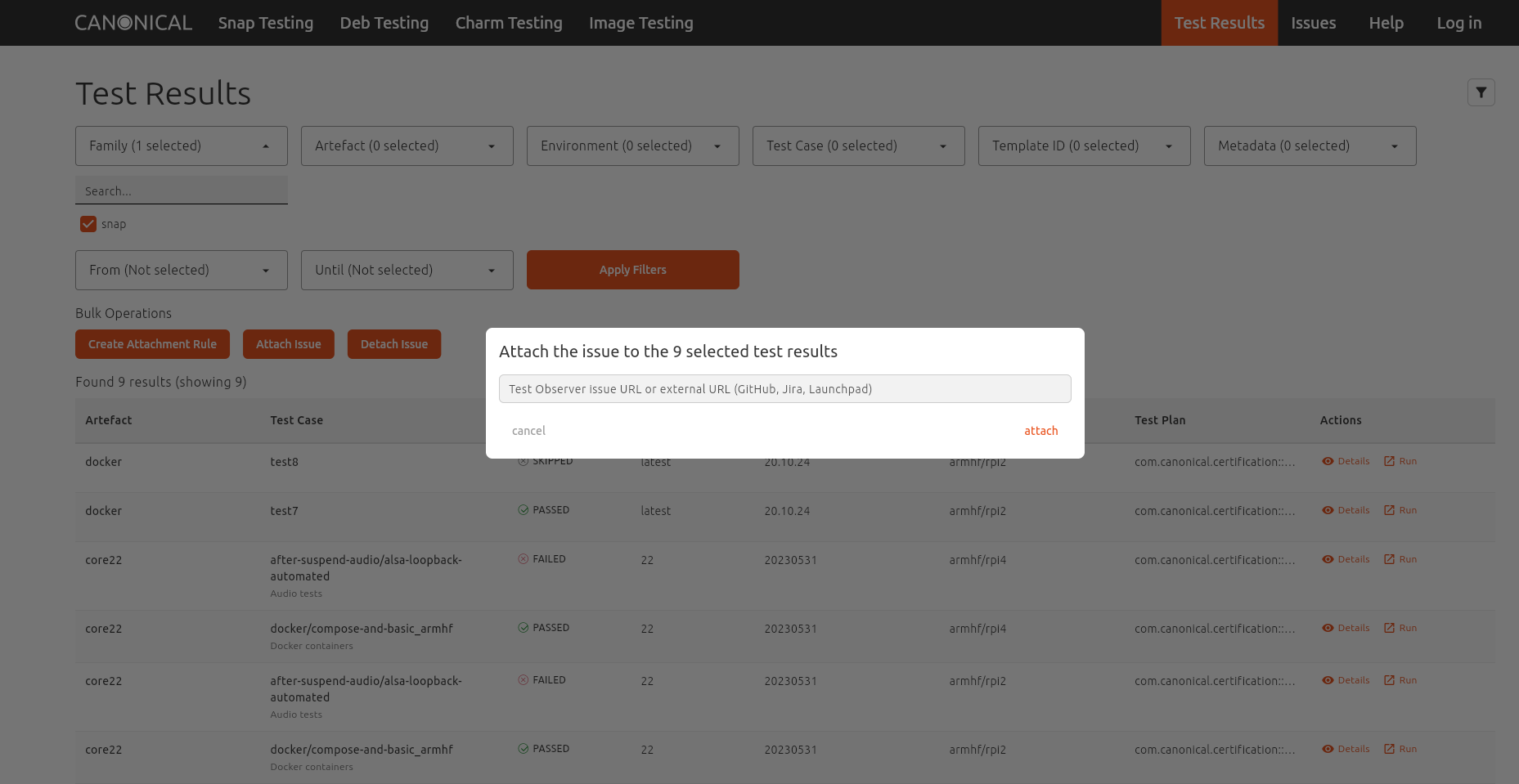 Screenshot showing bulk attachment options